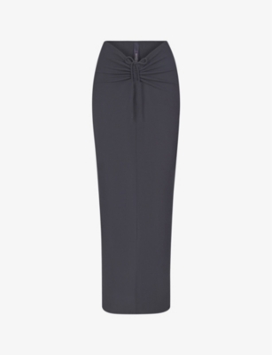 SKIMS: Soft Lounge ruched-front stretch-jersey maxi skirt