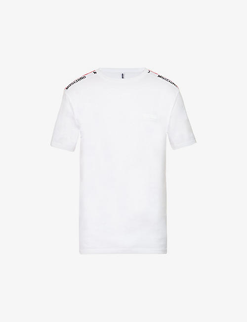 MOSCHINO: Logo-tape short-sleeved cotton-jersey T-shirt