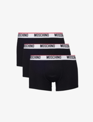 MOSCHINO: Branded-waistband pack of three stretch-cotton trunks