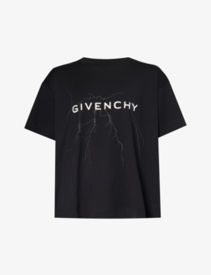GIVENCHY: Graphic-print boxy-fit cotton-jersey T-shirt