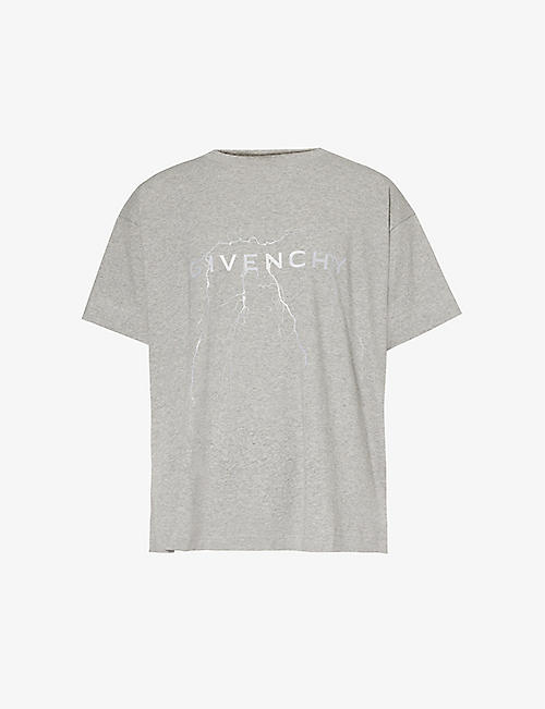 GIVENCHY: Graphic-print boxy-fit cotton-jersey T-shirt