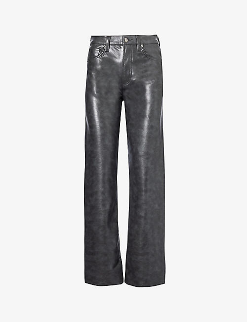 AGOLDE: Sloane straight-leg mid-rise recycled leather-blend trousers