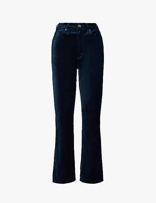 AGOLDE: Stovepipe high-rise cotton-blend velvet trousers