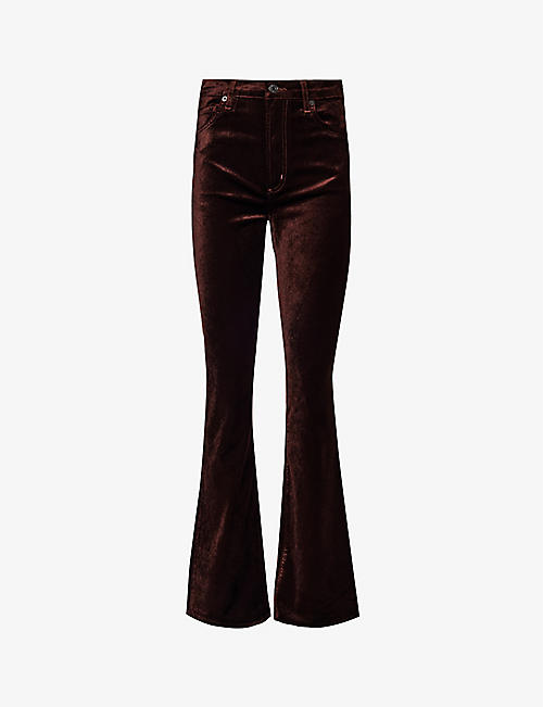 AGOLDE: Nico bootcut-leg cotton-blend velvet trousers