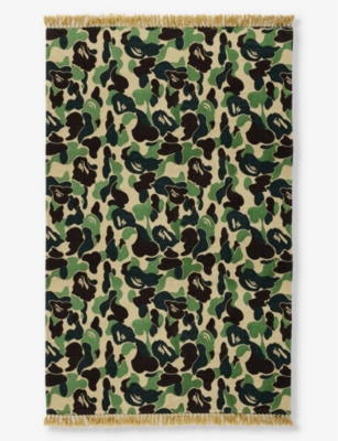 A BATHING APE: Ape Head camouflage woven rug 194cm x 138cm