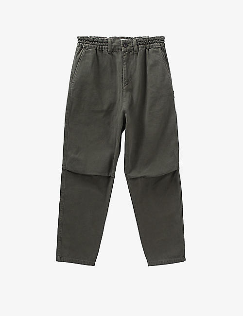 IKKS: Elasticated-waist mid-rise straight-leg cotton trousers