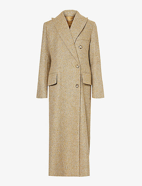 VICTORIA BECKHAM: Peak-lapel padded-shoulder wool-blend coat