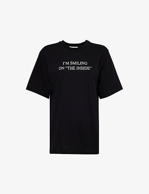 VICTORIA BECKHAM: Text-print organic-cotton T-shirt
