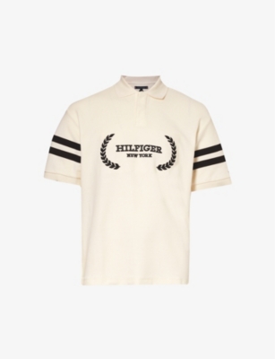 TOMMY HILFIGER: Monotype brand-embroidered cotton polo shirt