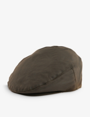 BARBOUR: Popper-fastened brim waxed-cotton flat cap