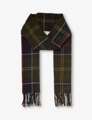 BARBOUR: Galingale tartan-pattern knitted scarf