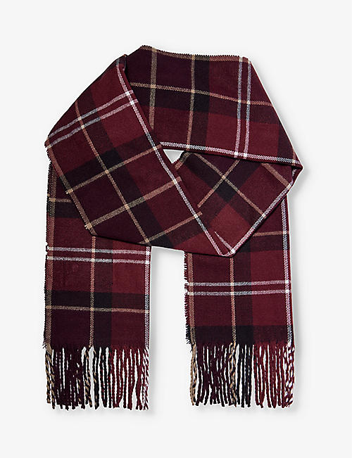 BARBOUR: Galingale tartan-pattern knitted scarf