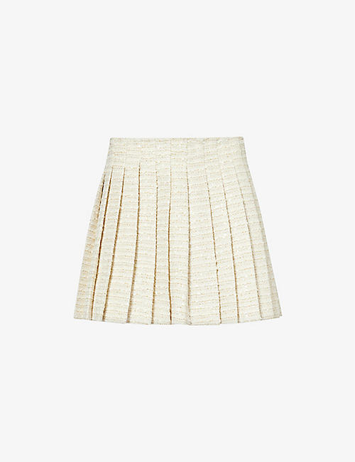 SELF-PORTRAIT: A-line sequin-embellished tweed mini skirt
