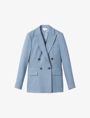 REISS: June double-breasted woven blazer