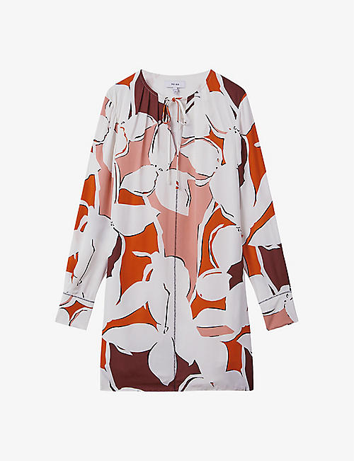 REISS: Tanya abstract-print woven mini dress