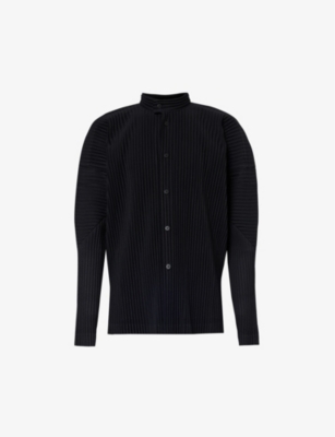 HOMME PLISSE ISSEY MIYAKE: Pleated split-hem regular-fit knitted shirt