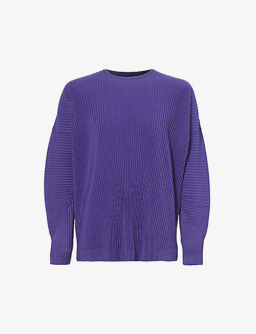 HOMME PLISSE ISSEY MIYAKE: Pleated crewneck knitted T-shirt