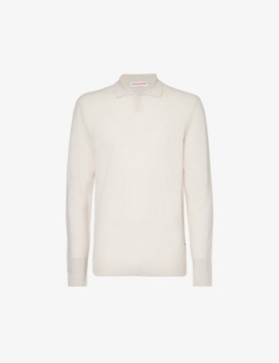 ORLEBAR BROWN: Brand-stitching fine-knit cashmere polo shirt