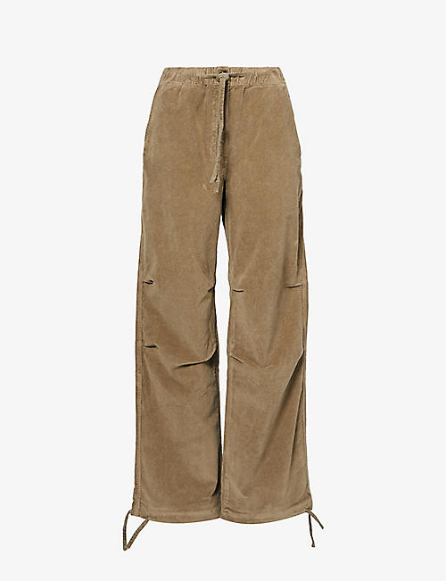 GANNI: Corduroy straight-leg high-rise stretch organic-cotton trousers