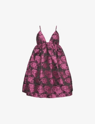 GANNI: Botanical floral-print recycled-polyester-blend mini dress