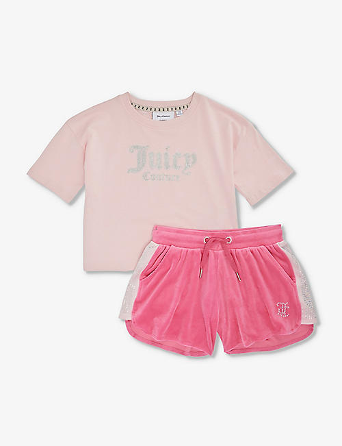 JUICY COUTURE: Rhinestone-embellished two-piece cotton-jersey set 7-16 years