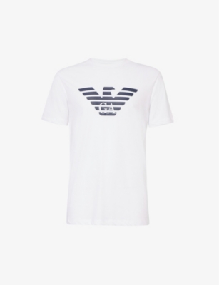 EMPORIO ARMANI: Brand-print crewneck cotton-jersey T-shirt