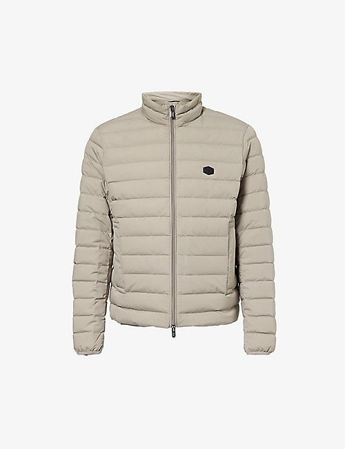 EMPORIO ARMANI: Rubberised-logo quilted shell jacket