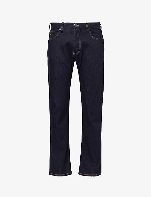 EMPORIO ARMANI: Belt-loop five-pocket regular-fit straight-leg stretch-denim jeans