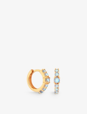 ASTRID & MIYU: Hoop 18ct yellow gold-plated recycled sterling-silver and moonstone huggie earrings