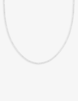 ASTRID & MIYU: Gleam rhodium-plated brass and zirconia chain necklace