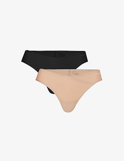 UNDERDAYS: Seamless high-rise stretch-woven thongs pack of five
