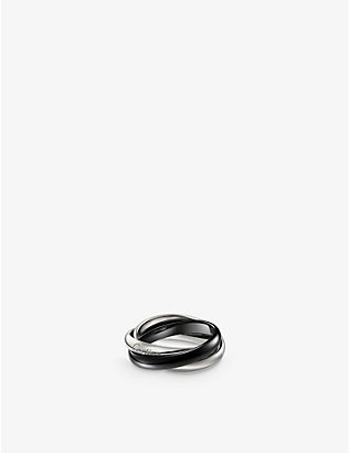 CARTIER: Trinity medium 18ct white-gold and ceramic ring
