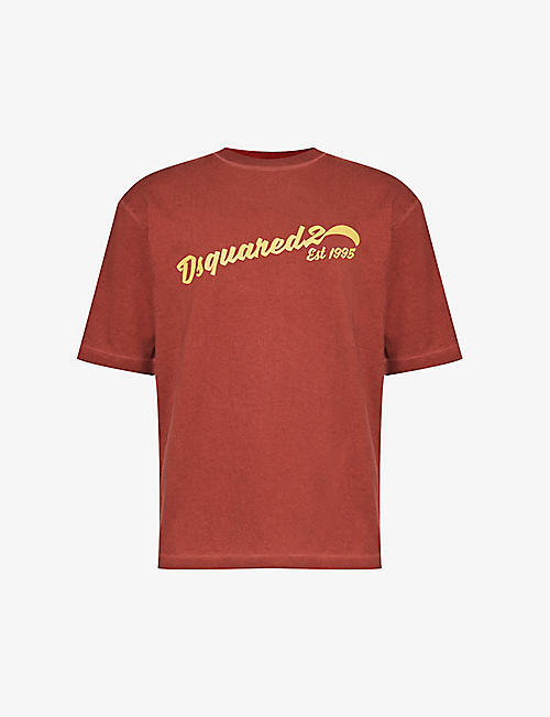 DSQUARED2: Logo text-print cotton-blend T-shirt