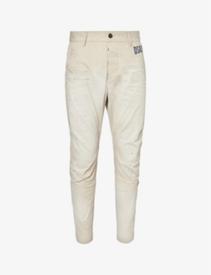 DSQUARED2: Sexy mid-rise tapered-leg cotton-twill trousers