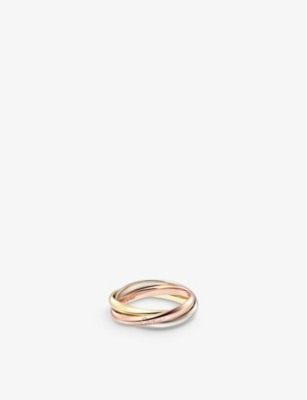 CARTIER: Trinity small 18ct white-gold, yellow-gold and rose-gold ring