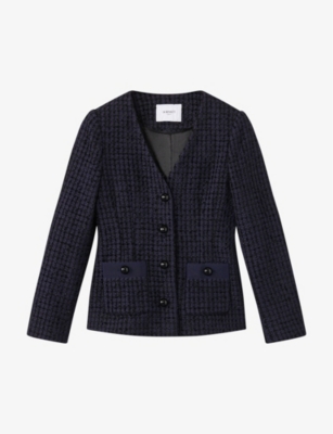 LK BENNETT: Hanna tweed-pattern woven jacket