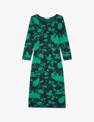 LK BENNETT: Joni jacquard-floral long-sleeve knitted midi dress