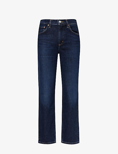 AGOLDE: Kye cropped straight-leg mid-rise stretch-organic-denim-blend jeans
