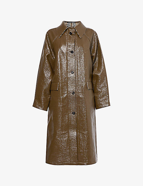 KASSL EDITIONS: Spread-collar linen-blend lacquered coat