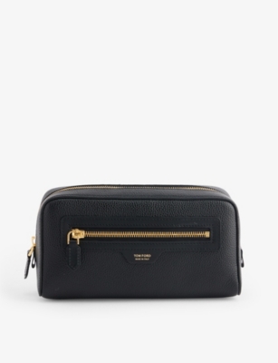 TOM FORD: Brand-foiled grained leather toiletry bag