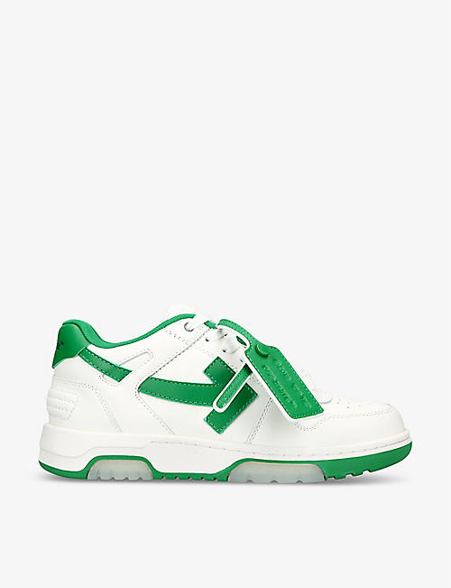 OFF-WHITE C/O VIRGIL ABLOH: OOO logo-embroidered leather low-top trainers