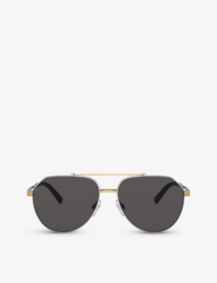 DOLCE & GABBANA: DG2288 pilot-frame steel sunglasses