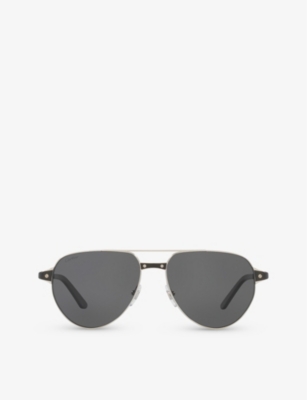 CARTIER: CT0425S pilot-frame metal sunglasses