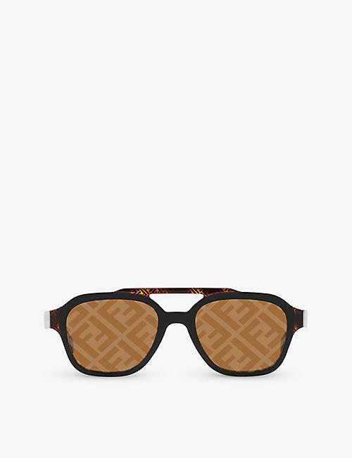 FENDI: FE40076U Bilayer aviator-frame acetate sunglasses