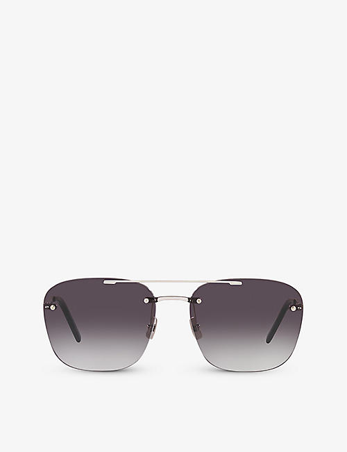 SAINT LAURENT: YS000324 rimless pilot-frame metal sunglasses