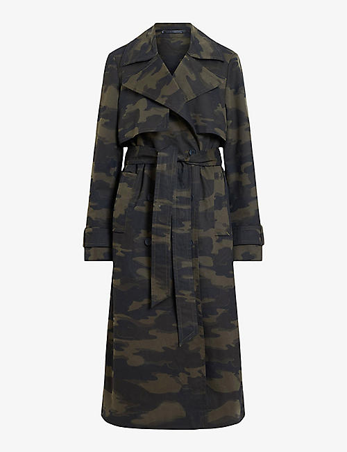 ALLSAINTS: Mixie camo-print relaxed-fit cotton trench