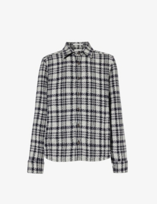 PEREGRINE: Checked brushed-texture regular-fit wool overshirt