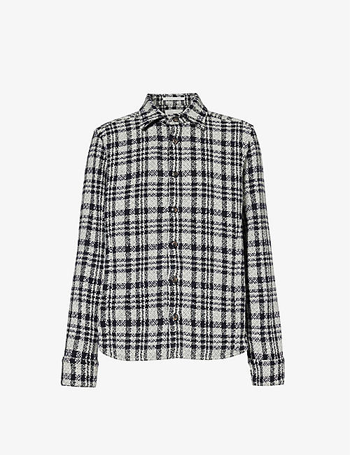 PEREGRINE: Checked brushed-texture regular-fit wool overshirt