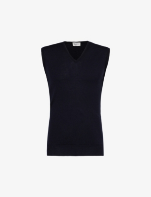 JOHN SMEDLEY: V-neck knitted regular-fit wool vest
