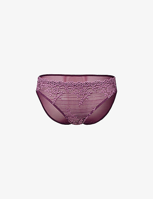 WACOAL: Embrace Lace floral-embroidered mid-rise stretch-lace briefs